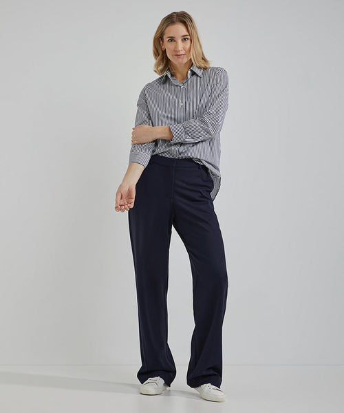Steppin' Out blouse sara poplin streep blauw | Regular-fit