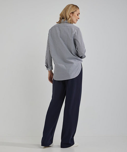 Steppin' Out blouse sara poplin streep blauw | Regular-fit