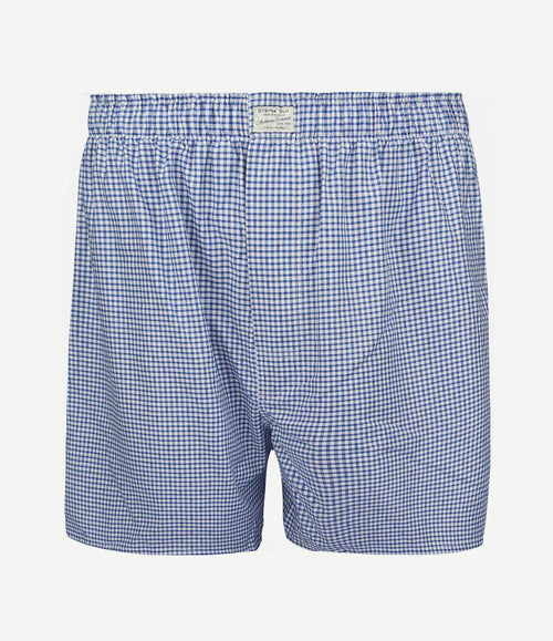 Boxershort dobby ruit blauw