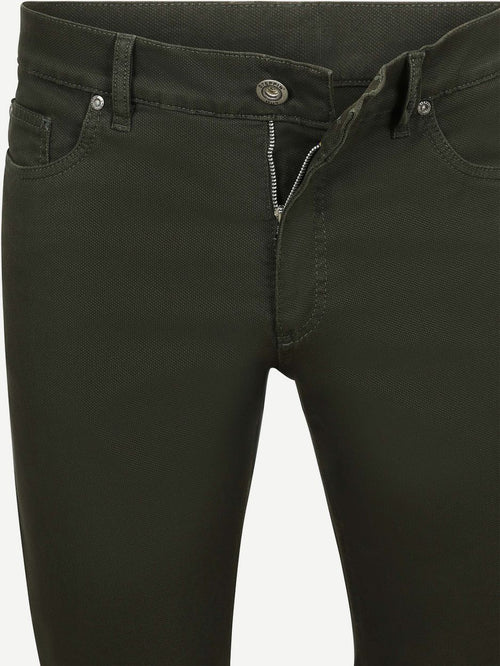 Broek 5-pocket johnson waffle donkergroen
