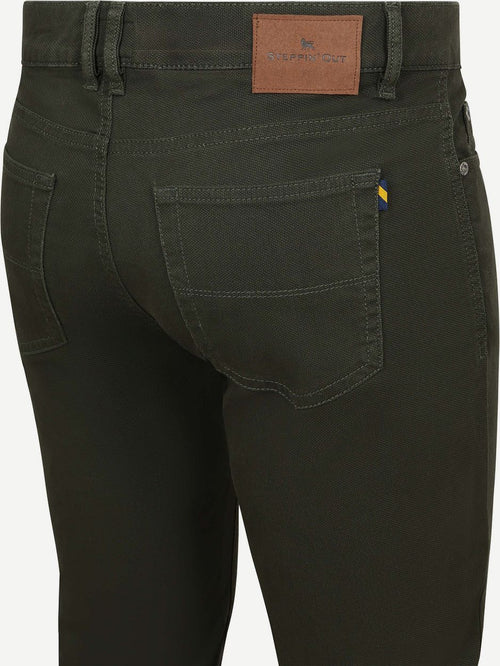 Broek 5-pocket johnson waffle donkergroen