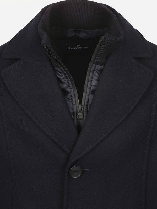 Caban coat wol donkerblauw