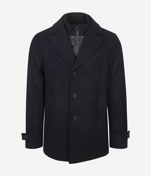 Caban coat wol donkerblauw