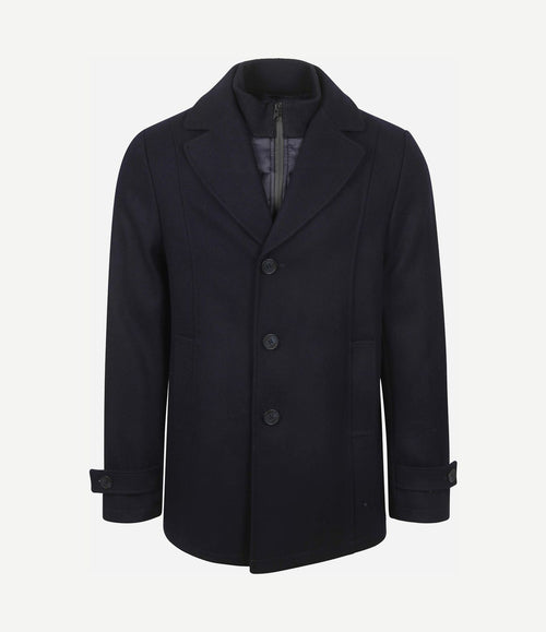 Caban coat wol donkerblauw