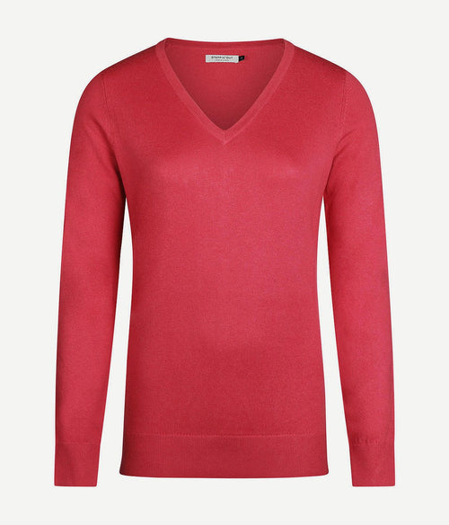 Steppin' Out damestrui cotton cashmere v-hals donkerroze | Regular-fit