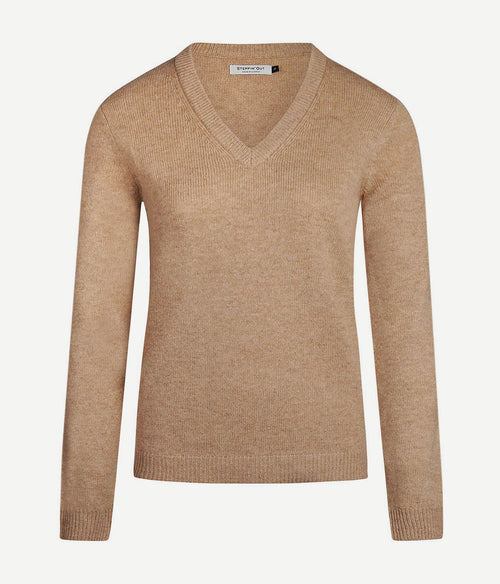 Steppin' Out damestrui v-hals lamswol camel | Regular-fit