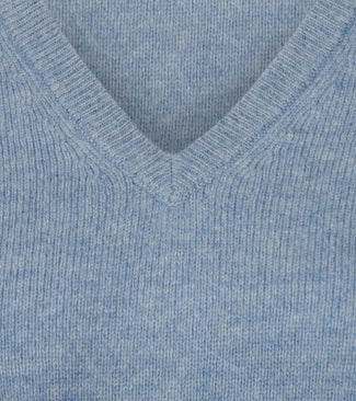 Damestrui v-hals lamswol lichtblauw