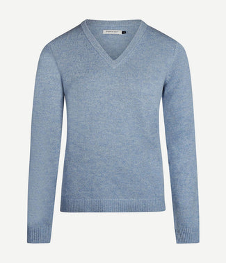 Damestrui v-hals lamswol lichtblauw