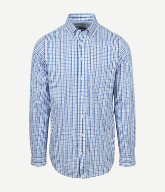 Extra lange mouwen overhemd ruit blauw