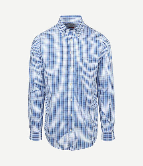 Extra lange mouwen overhemd ruit blauw