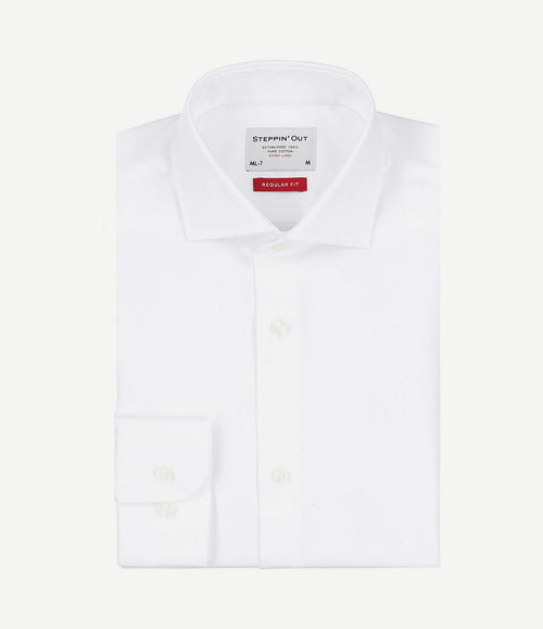 Extra long sleeves overhemd twill wit