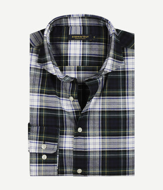 Steppin' Out flanel overhemd ruit blauw groen | Regular-fit