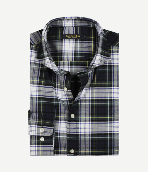 Flanel overhemd ruit blauw groen