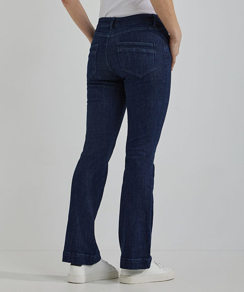 Flared jeans dames dark blue denim