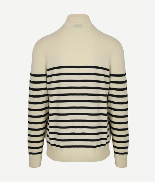 Half-zip trui breton stripe ecru