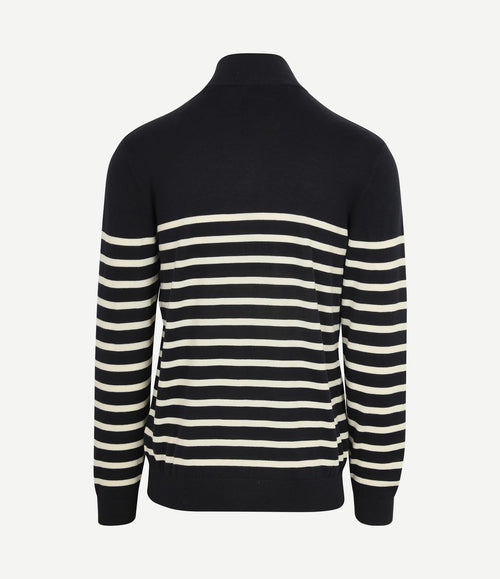 Half-zip trui breton stripe donkerblauw