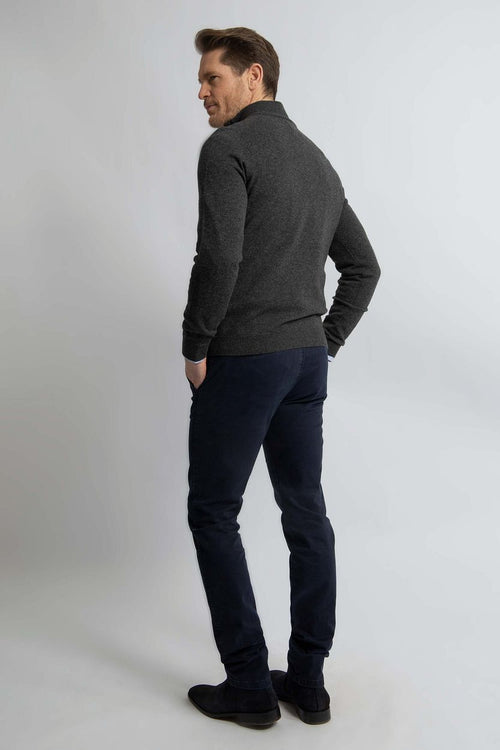 Steppin' Out halve rits trui merinowol antraciet | Regular-fit