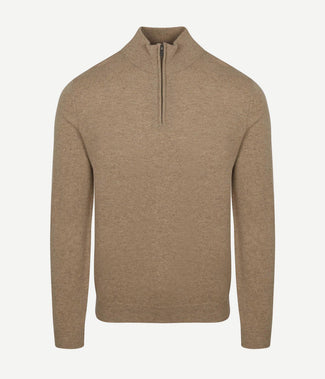 Steppin' Out halve rits trui merinowol beige | Regular-fit