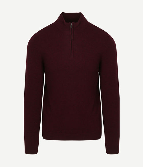 Steppin' Out halve rits trui merinowol bordeaux | Regular-fit