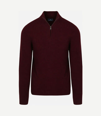 halve rits trui merinowol bordeaux
