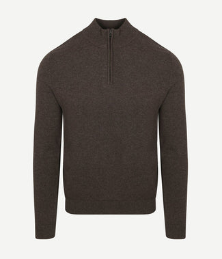 Steppin' Out halve rits trui merinowol bruin | Regular-fit Steppin' Out halve rits trui merinowol bruin | Regular-fit