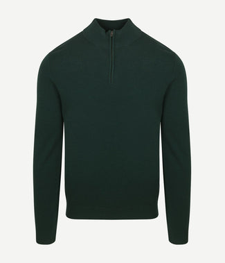 Steppin' Out halve rits trui merinowol caccia groen | Regular-fit