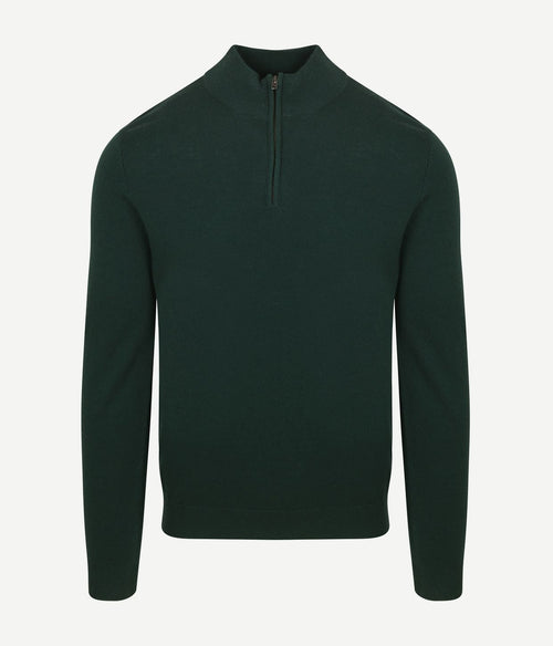 Steppin' Out halve rits trui merinowol caccia groen | Regular-fit