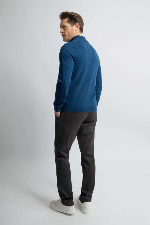 halve rits trui merinowol marine blauw