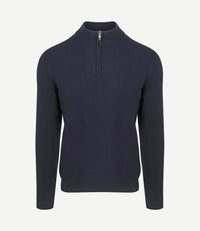 halve rits trui merinowol donkerblauw