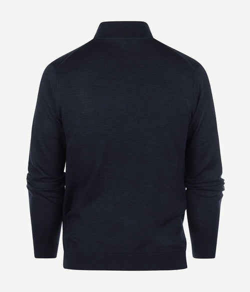 Steppin' Out halve rits trui merinowol donkerblauw | Regular-fit