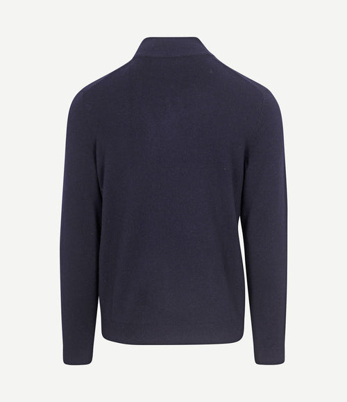 halve rits trui merinowol donkerblauw