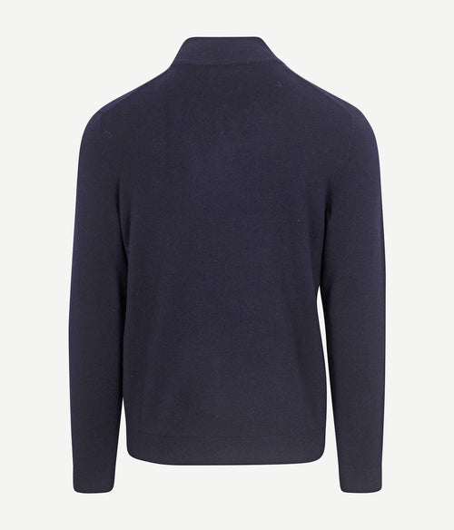 halve rits trui merinowol donkerblauw