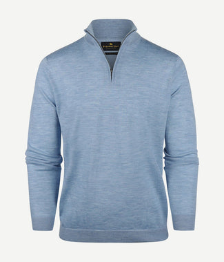 Steppin' Out halve rits trui merinowol sky blue | Regular-fit Steppin' Out halve rits trui merinowol sky blue | Regular-fit