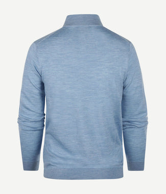 Steppin' Out halve rits trui merinowol sky blue | Regular-fit