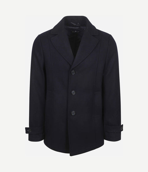 Caban coat wol donkerblauw