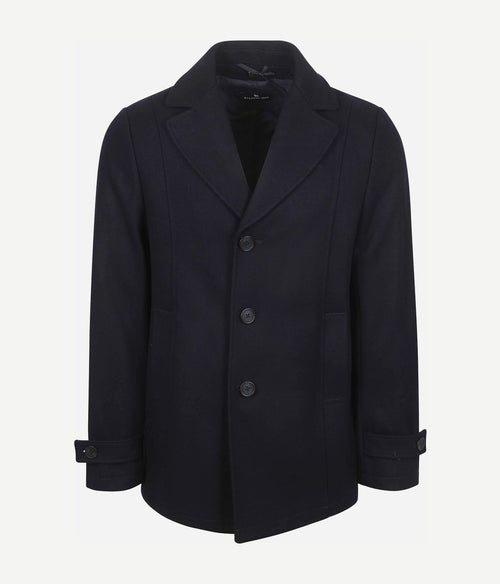 Caban coat wol donkerblauw