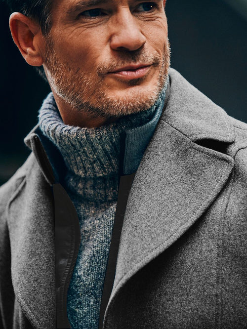 Caban coat wol grijs