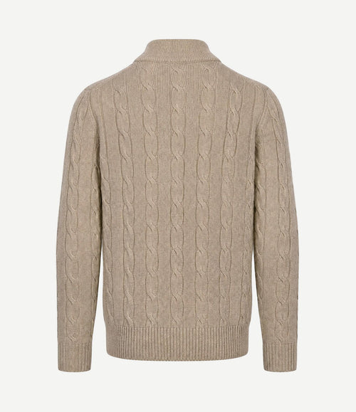 Lau pull merino halve rits cable beige