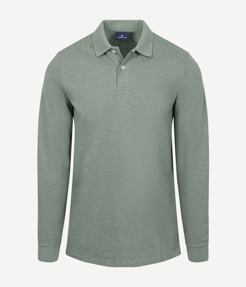 Longsleeve polo piqué classic groen