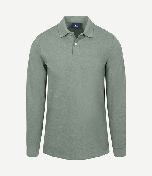 Longsleeve polo piqué classic groen