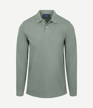 Longsleeve polo piqué classic groen