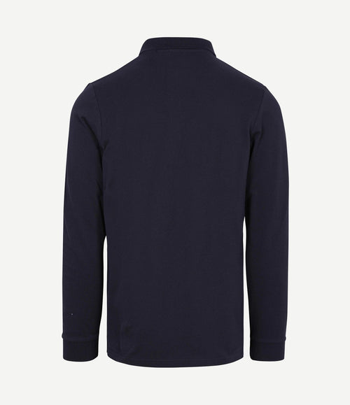 Longsleeve polo piqué classic donkerblauw