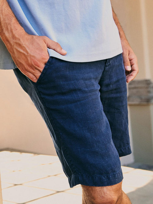 Milwau short linen donkerblauw
