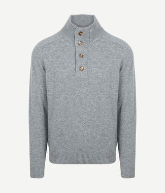 Steppin' Out mocker trui lamswol grijs | Regular-fit