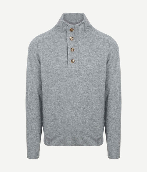 Steppin' Out mocker trui lamswol grijs | Regular-fit