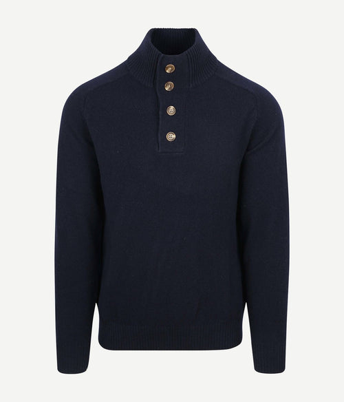 Steppin' Out mocker trui lamswol donkerblauw | Regular-fit