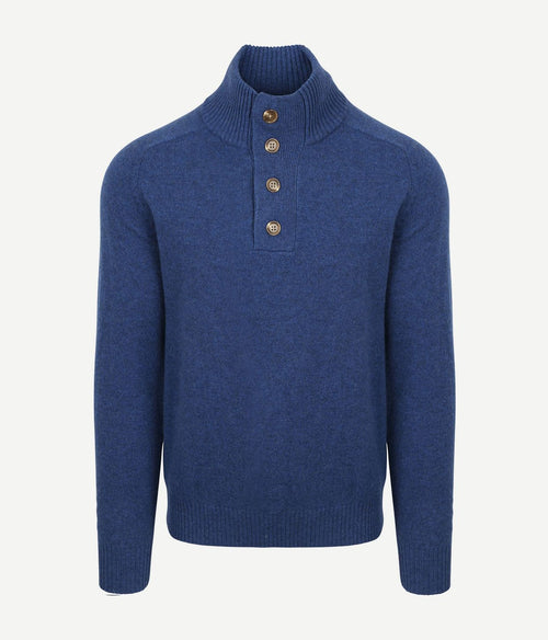 Steppin' Out mocker trui lamswol royal blauw | Regular-fit