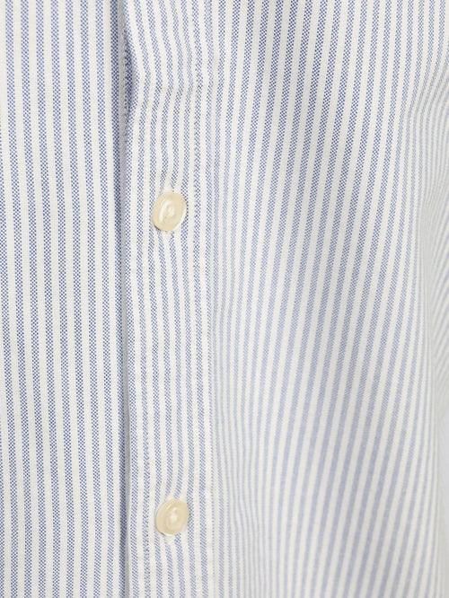 Short sleeve overhemd Oxford yale streep lichtblauw