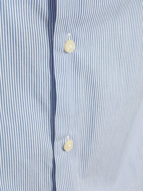 Overhemd twill streep lichtblauw