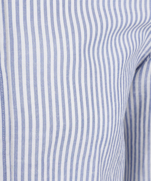 Overhemd linen cotton streep blauw